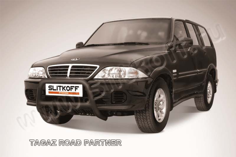 Кенгурятник Slitkoff d57 низкий ЧЕРНЫЙ матовый для ТагАЗ Road Partner 2008-2026. Артикул TARP004B