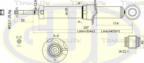 Амортизатор G.U.D. задний для Toyota Corolla E120, E130 2001-2008. Артикул GSA341322