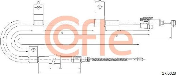 Трос ручника (тросик ручного тормоза) Cofle задний правый для Kia Picanto I 2004-2011. Артикул 92.17.6023