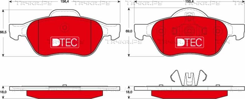 Тормозные колодки TRW DTEC COTEC для Renault Megane II 2002-2010. Артикул GDB1687DTE