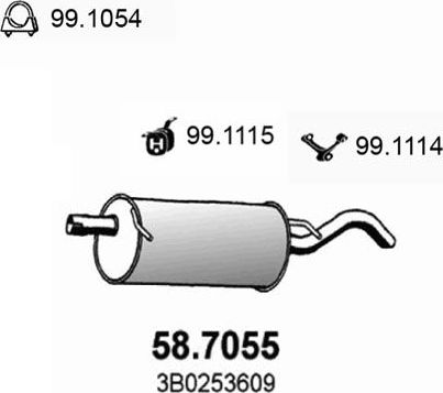 Глушитель (задняя часть) Asso. Артикул 58.7055