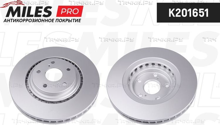 Тормозной диск Miles передний для Toyota Highlander II (U40) 2007-2014. Артикул K201651