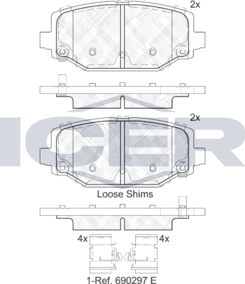 Тормозные колодки Icer. Артикул 182053