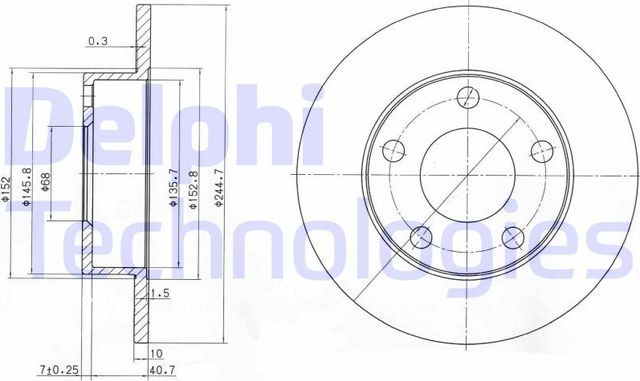 Тормозной диск Delphi задний для Audi A4 II (B6) 2001-2004. Артикул BG3381