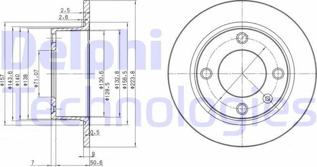Тормозной диск Delphi задний для Citroen Xantia I 1993-2003. Артикул BG2691