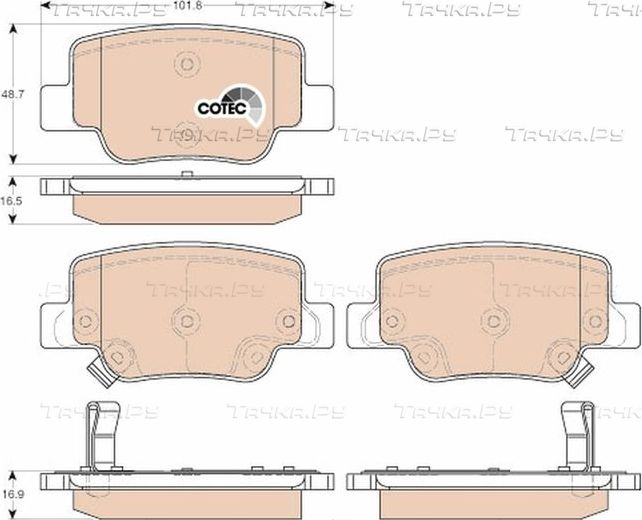 Тормозные колодки TRW COTEC задние для Toyota Verso I 2009-2018. Артикул GDB3547