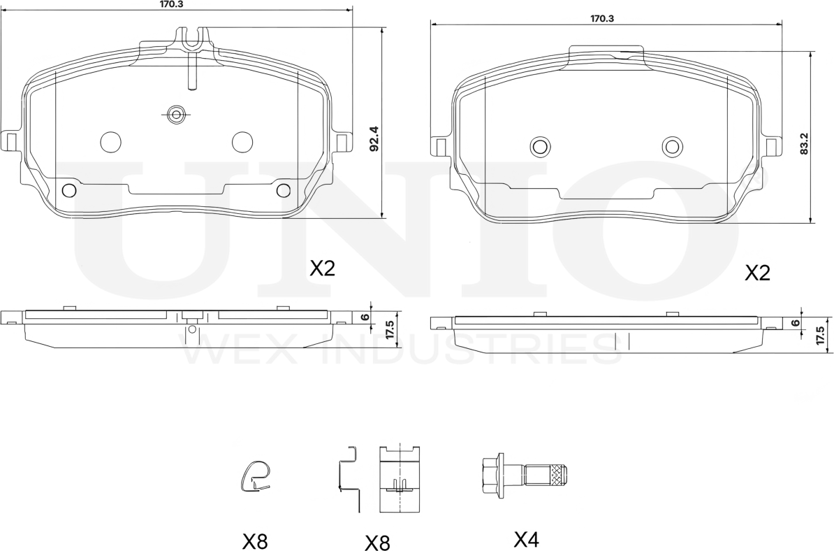 Колодки тормозные дисковые, комплект (Unio). Артикул BRP-20085