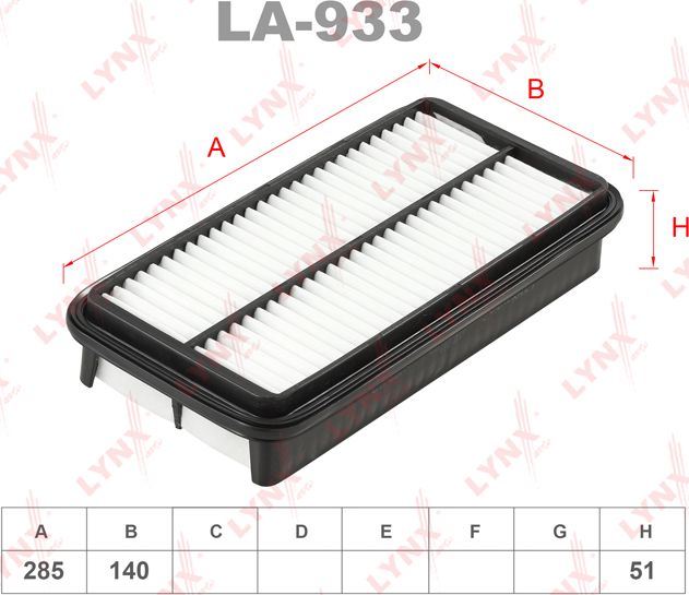 Воздушный фильтр LYNXauto. Артикул LA-933
