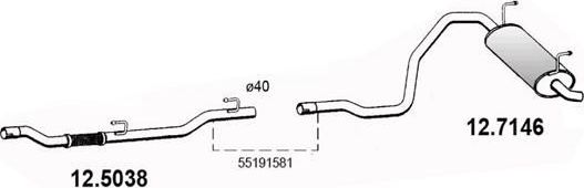 Глушитель Asso для Fiat Panda II 2004-2013. Артикул 12.5038