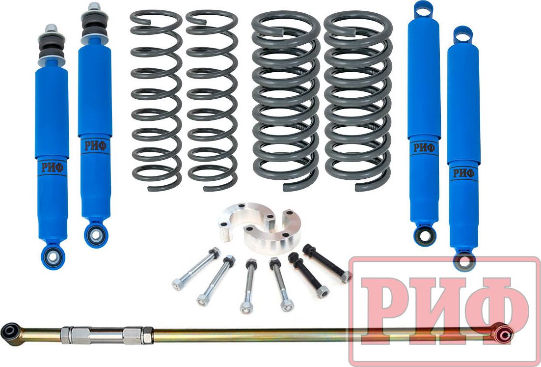Лифт-комплект РИФ арктический для ВАЗ Нива 2121, 21213 1977-2020, лифт 25 мм, +0-50 кг. Артикул RIF-Niv-EA-Arc