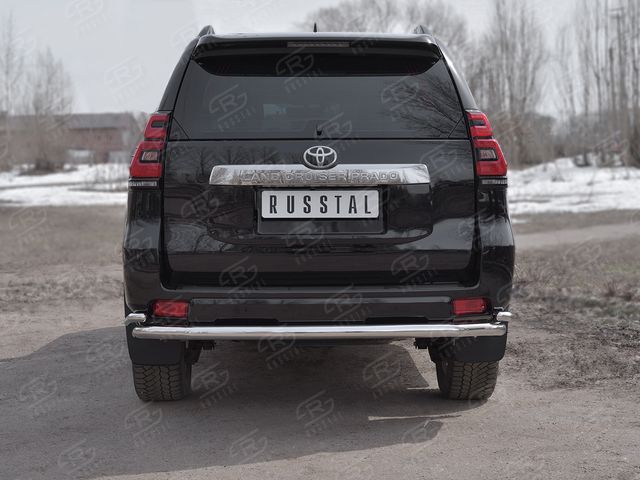 Защита RusStal заднего бампера d63 секции d42 уголки для Toyota Land Cruiser Prado 150 2й Рестайлинг (кроме Style) 2017-2026. Артикул LCPZ-002868