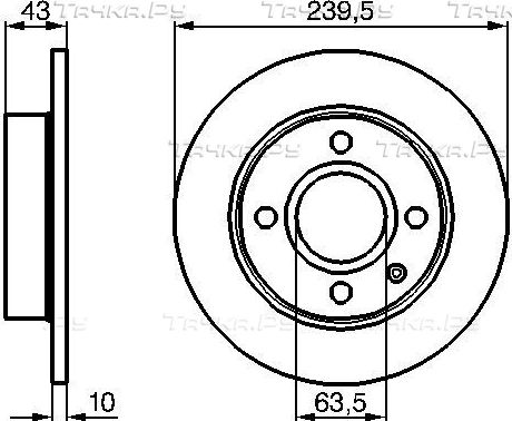 Тормозной диск Bosch передний для Ford Fiesta III 1989-1996. Артикул 0 986 478 501