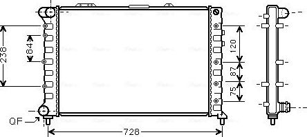 Радиатор охлаждения двигателя AVA для Alfa Romeo 166 I 1998-2007. Артикул ALA2079