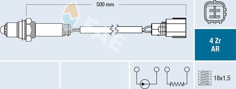 Лямбда-зонд (кислородный датчик) FAE. Артикул 75618