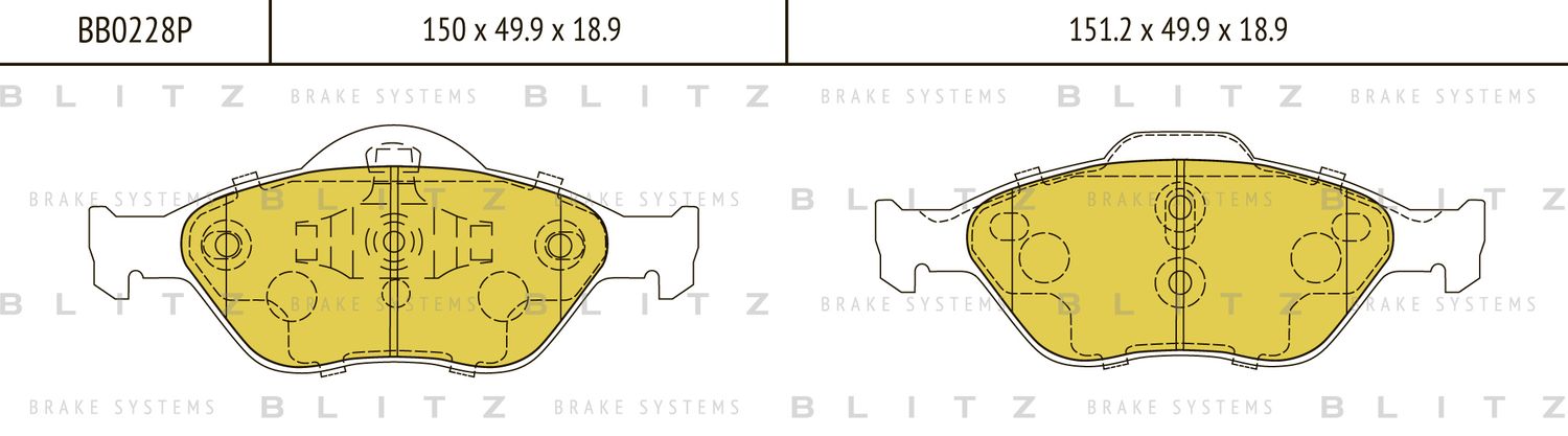 Колодки тормозные FORD FIESTA 4/FUSION 01- перед. (Blitz). Артикул BB0228P