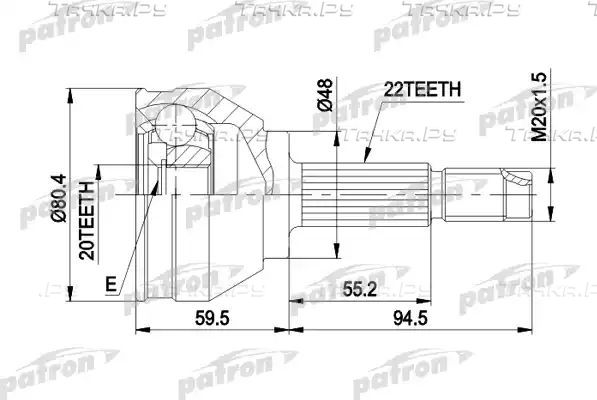 Шрус наружный (граната) Patron. Артикул PCV1055