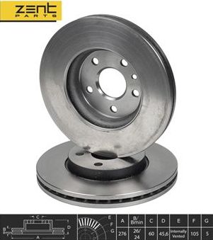 Тормозной диск Zentparts. Артикул Z05961