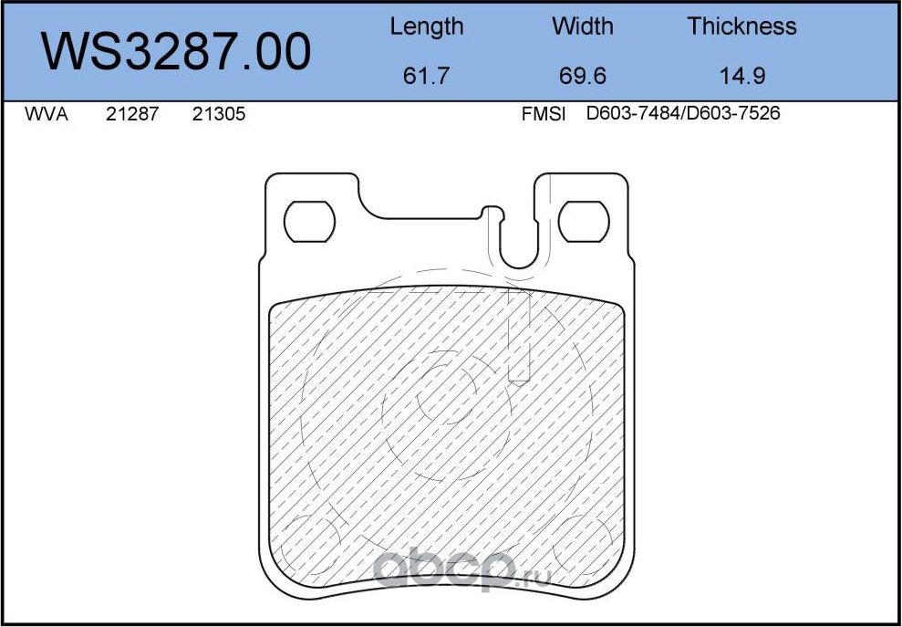 Колодки тормозные дисковые | зад | (Jeenice). Артикул WS3287.00