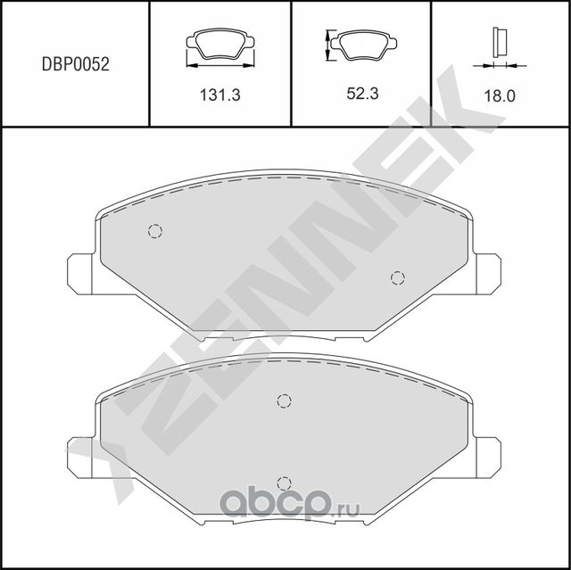 Колодки тормозные дисковые передние SKODA FABIA 06->, SKODA RAPID 12 (Zennek). Артикул DBP0052