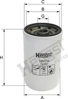 Фильтр масляный (Hengst). Артикул H807W