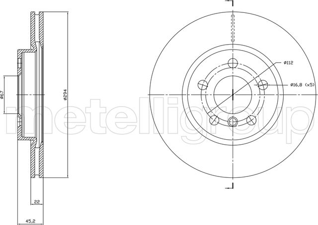 Тормозной диск Metelli. Артикул 23-1772C