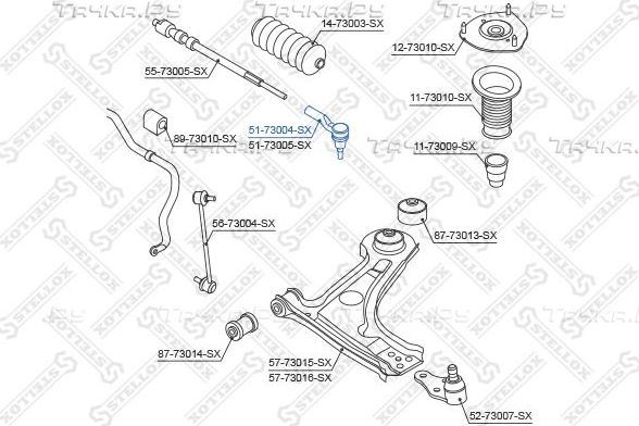 Наконечник рулевой тяги Stellox правый для Daewoo Rezzo 2000-2008. Артикул 51-73004-SX