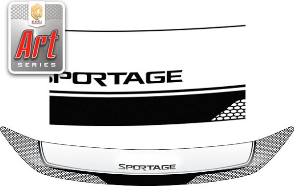 Дефлектор СА Пластик для капота (Серия Art белая) Kia Sportage III 2010-2015. Артикул 2010011405471