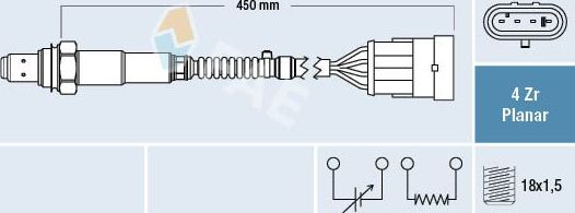 Лямбда-зонд (кислородный датчик) FAE для Fiat Panda II 2006-2012. Артикул 77224