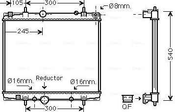 Радиатор охлаждения двигателя AVA. Артикул PEA2275