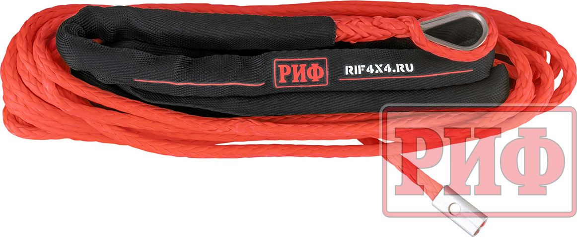 Трос синтетический РИФ для лебёдки 6 мм/15 м, красный (готовый). Артикул SR6RD
