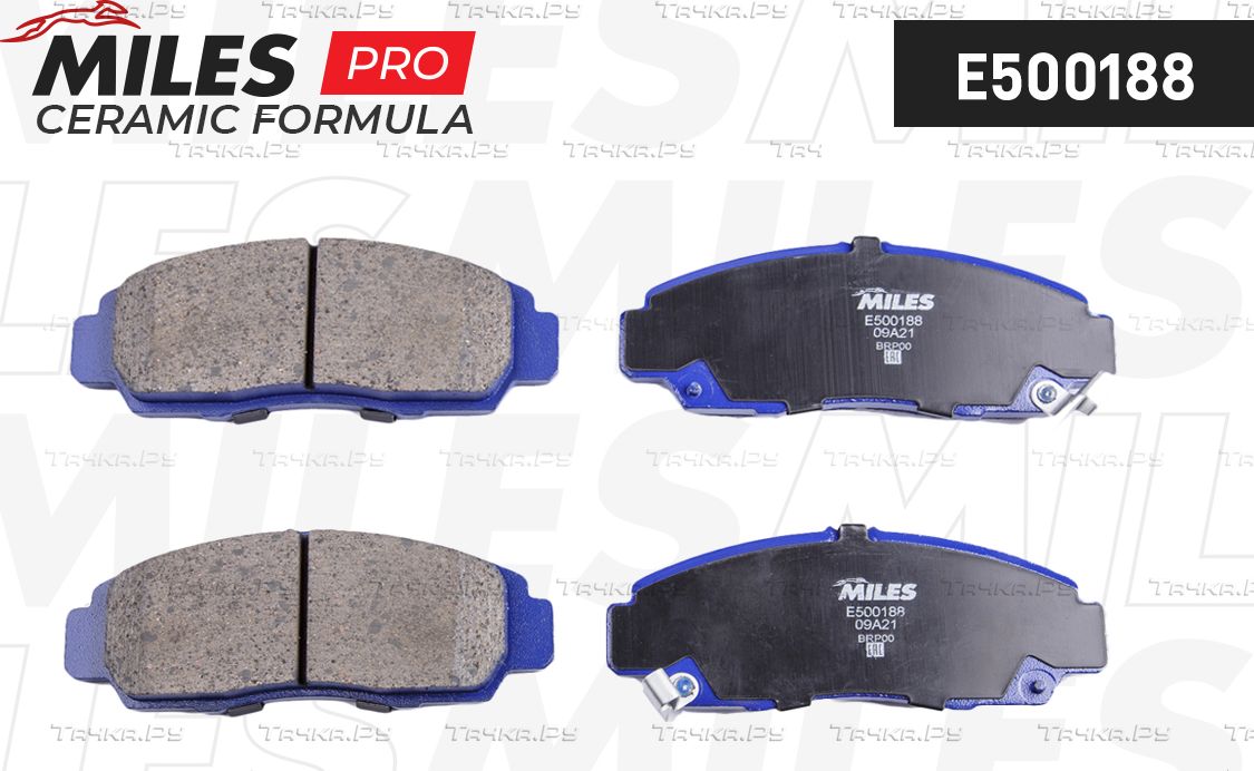 Тормозные колодки Miles (Керамика) передние для Honda Stream I 2001-2006. Артикул E500188