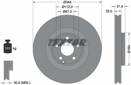 Тормозной диск Textar Pro+ передний для Mercedes-Benz CLS II (C218) 2011-2017. Артикул 92289905