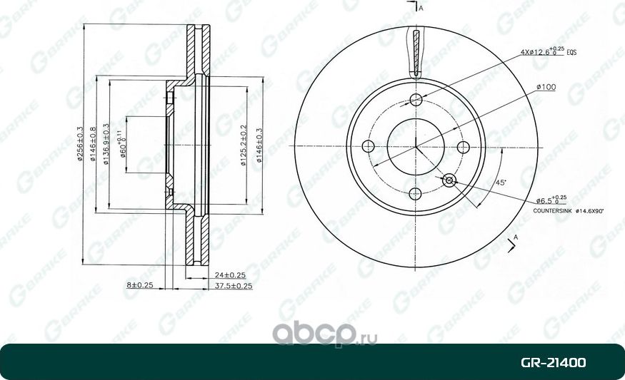 Диск тормозной (G-Brake). Артикул GR21400