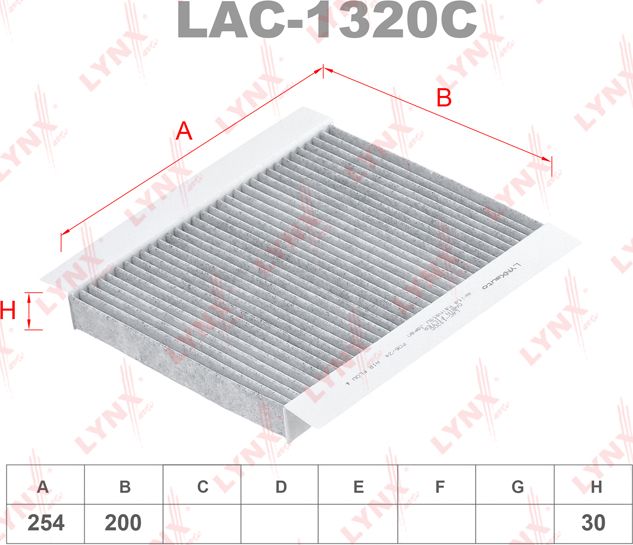 Салонный фильтр LYNXauto. Артикул LAC-1320C