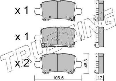 Тормозные колодки Trusting задние для Opel Insignia II 2017-2026. Артикул 1180.0