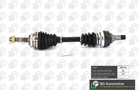 Полуось (привод в сборе, приводной вал) BGA передняя левая для Opel Corsa B 1996-2000. Артикул DS9503L