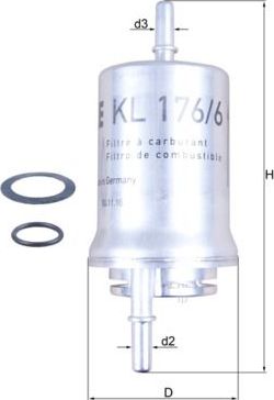 Топливный фильтр Mahle. Артикул KL 176/6D