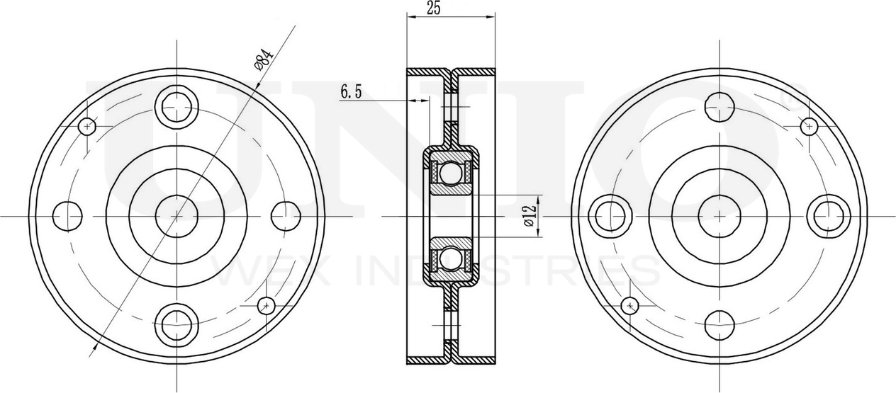 Ролик поликлинового ремня натяжной (Unio). Артикул TNS-10113