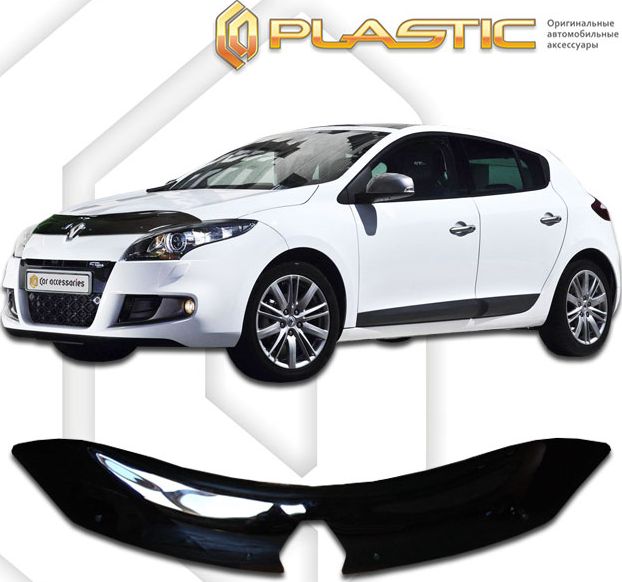 Дефлектор СА Пластик для капота (Classic черный) Renault Megane 2010-2014. Артикул 2010010105785