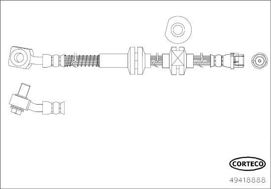 Тормозной шланг Corteco (EPDM (Этилен-пропиленовый каучук)) передний правый для Opel Cascada 2013-2019. Артикул 49418888