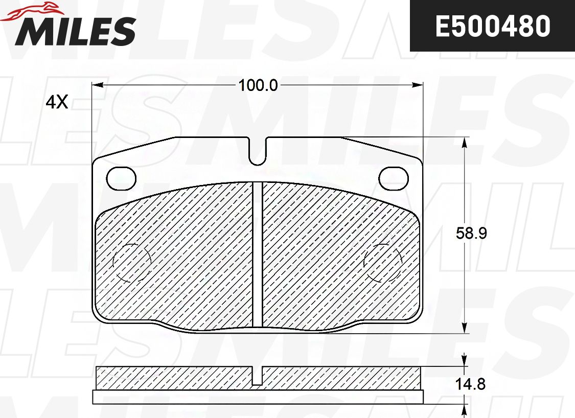 Тормозные колодки Miles (Керамика). Артикул E500480