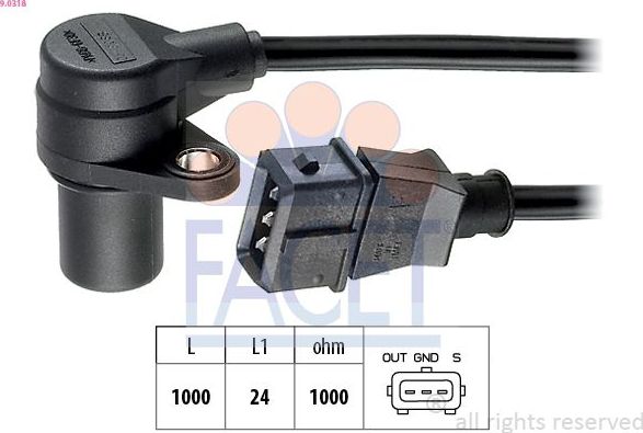 Датчик положения коленвала Facet Made in Italy - OE Equivalent для Opel Frontera A 1995-1998. Артикул 9.0318