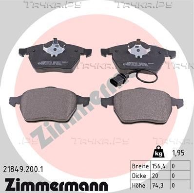 Тормозные колодки Zimmermann передние для Ford Galaxy I 1995-2006. Артикул 21849.200.1