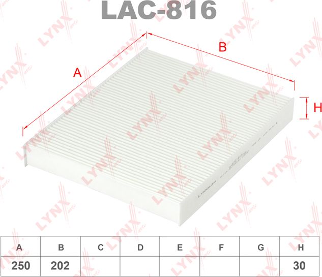 Салонный фильтр LYNXauto. Артикул LAC-816