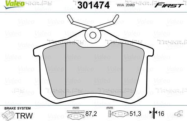 Тормозные колодки Valeo First задние для Citroen C4 I 2004-2010. Артикул 301474