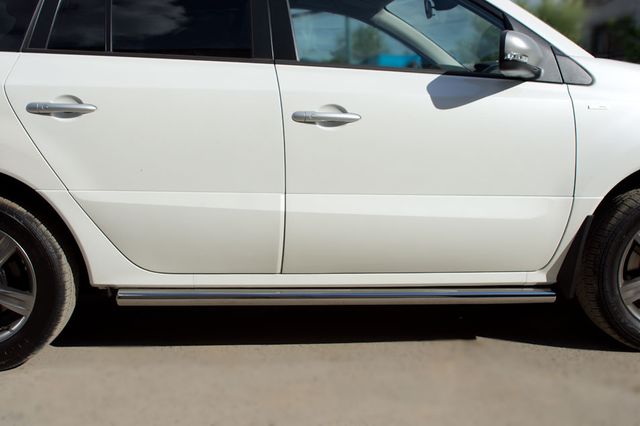 Защита порогов RusStal труба d63 (вариант 3) для Renault Koleos 2012-2026. Артикул RKT-0005853
