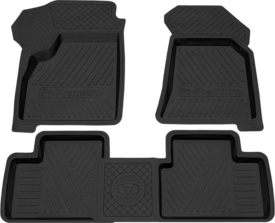 Коврики Rezkon резиновые (премиум) для салона Lada Priora 2007-2018. Артикул 1039025400
