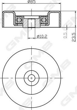 Направляющий (ведущий) ролик ремня ГРМ GMB. Артикул GTC0840