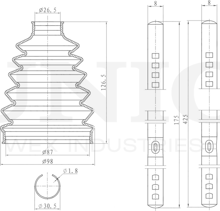 Пыльник ШРУС, комплект (Unio). Артикул DUC-30083K