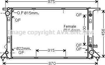 Радиатор охлаждения двигателя AVA для Audi A4 IV (B8) 2007-2015. Артикул AIA2291